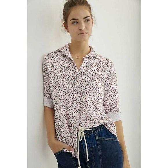 Grayson Tops - Grayson The Hero NWOT Flannel Button Down Shirt M White Red Floral Top Long Slv